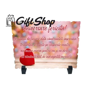 Aniversare fericita, placheta cu mesaj, model a